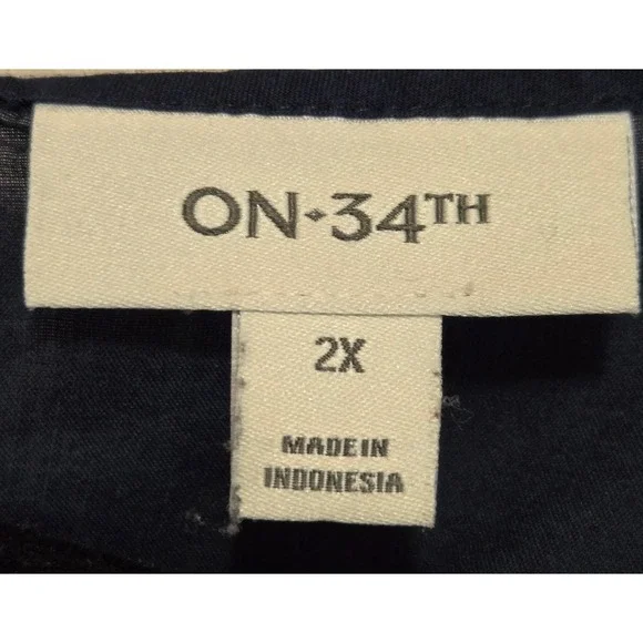 On-34th Womens Navy Blue Ruffle Flutter Sleeve Blouse Top 2X Cotton Modal Blend - Picture 5 of 9